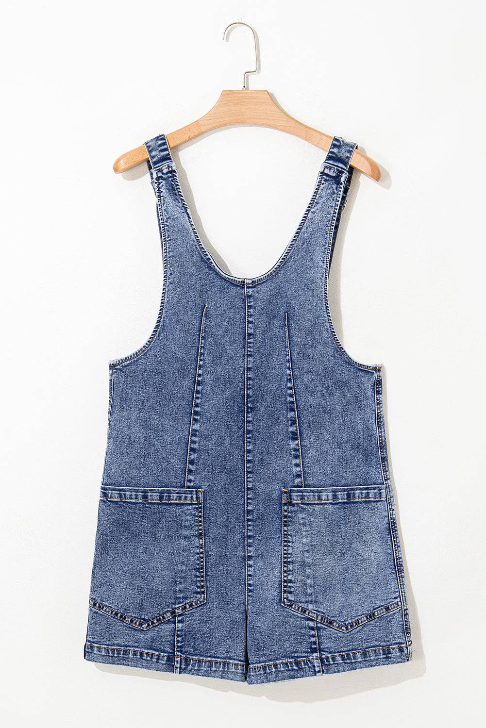 Denim Sleeveless Patched Pocket Romper