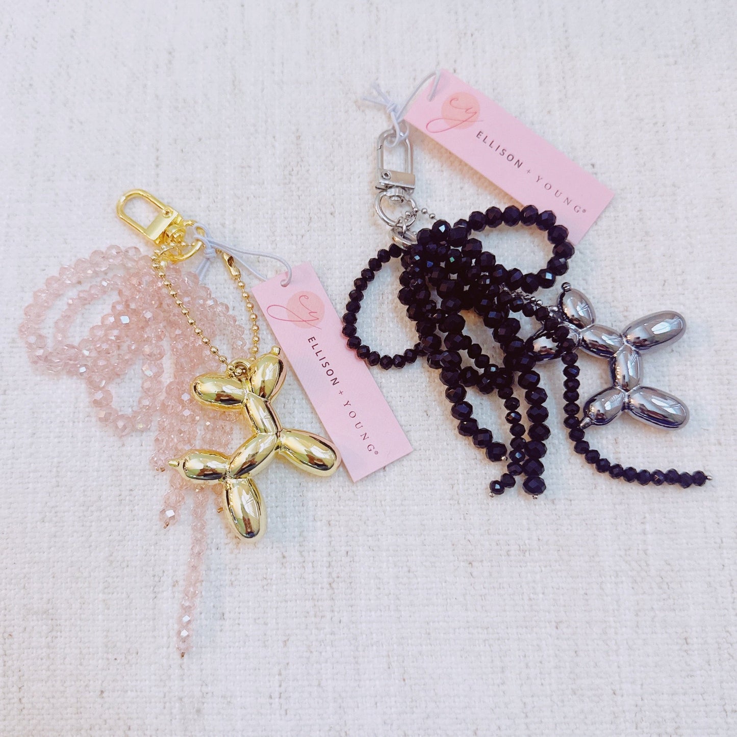 Balloon Dog Bag Charm With Beaded Bow